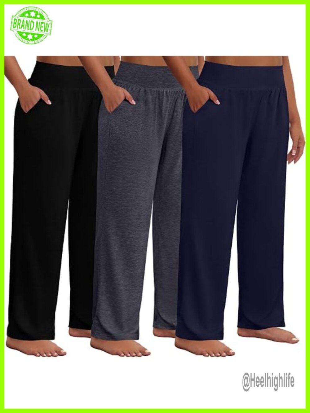 3 Pack Plus Size Wide Leg Yoga Pants High Waist Sweatpants Palazzo Pants with